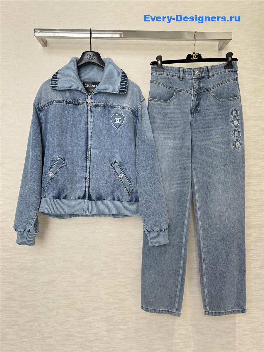 Ch**el blue embroidered denim jacket