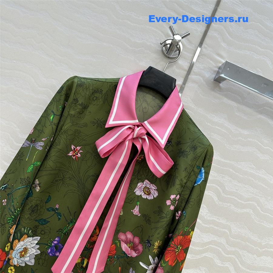 Gvc*1 printed silk green shirt