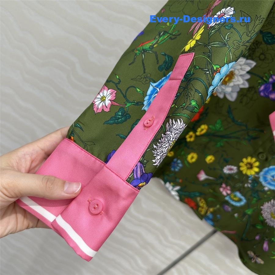 Gvc*1 printed silk green shirt