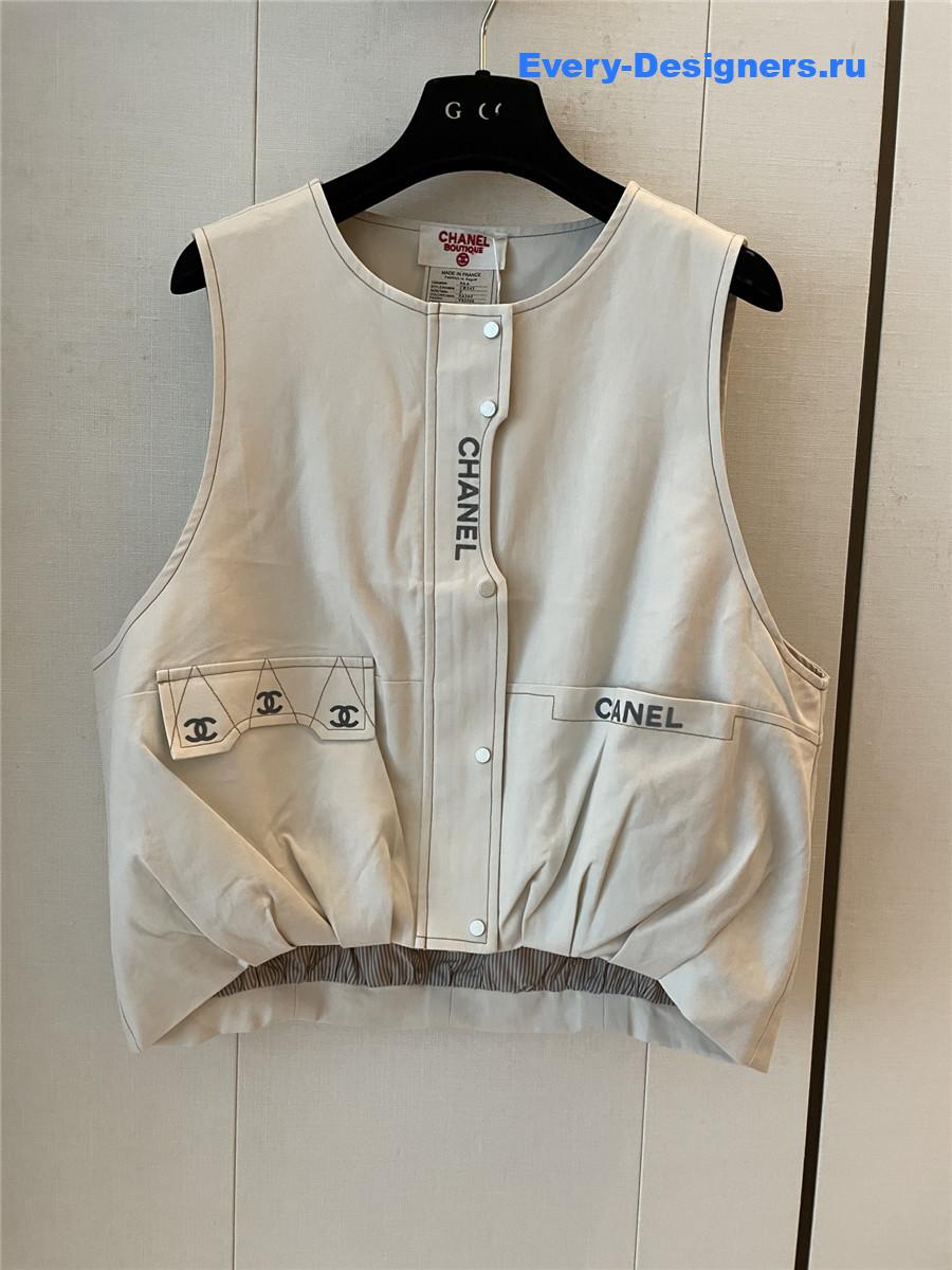 Ch**el cc beige vest top