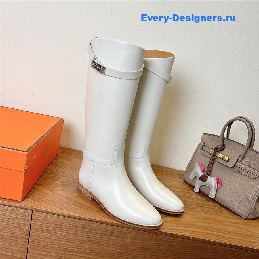 H**me5 white leather kelly jumping boots