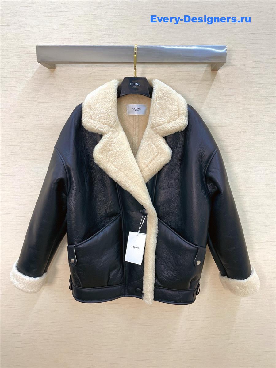 Ce1i*e lack suede shearling coat