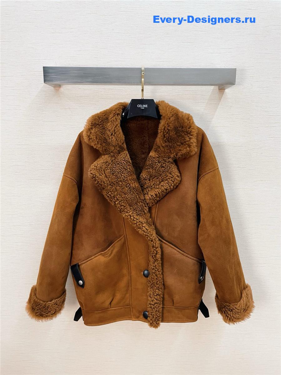 Ce1i*e brown suede shearling coat