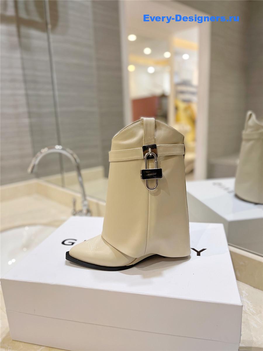 Givenchy 60mm Shark Lock Cowboy White Leather Boots