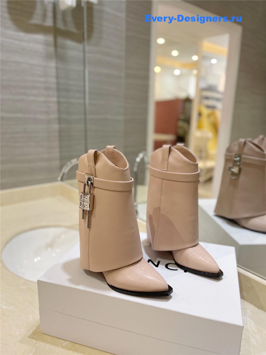 Givenchy 60mm Shark Lock Cowboy Beige Leather Boots