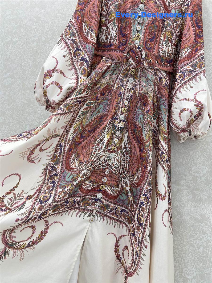 Zimm Rhiannon Tie Neck Woven Kaftan Dress