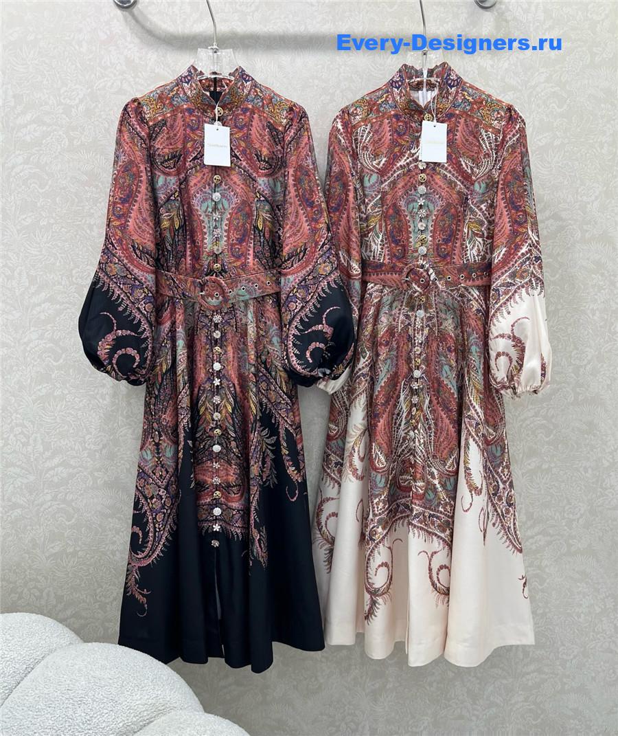 Zimm Rhiannon Tie Neck Woven Kaftan Dress