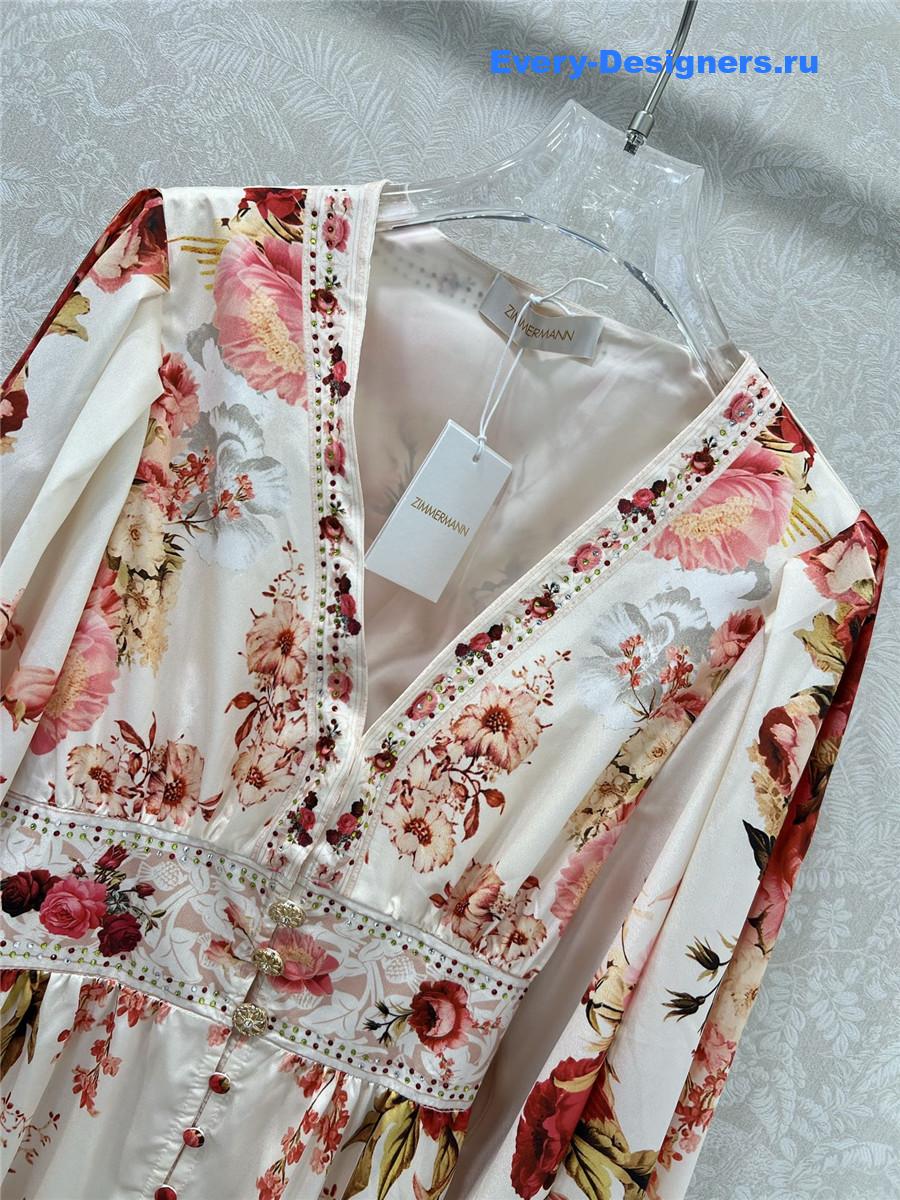 Zimm V-neck rose print dress