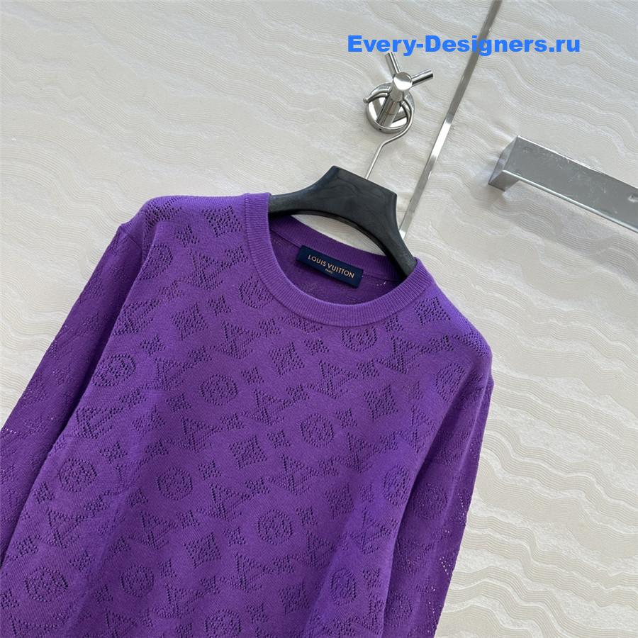 l0vis Vvtt0n monogram purple knitted crew neck sweater