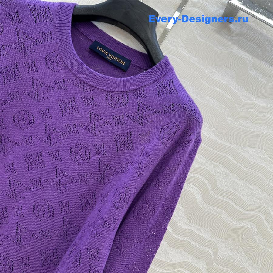 l0vis Vvtt0n monogram purple knitted crew neck sweater