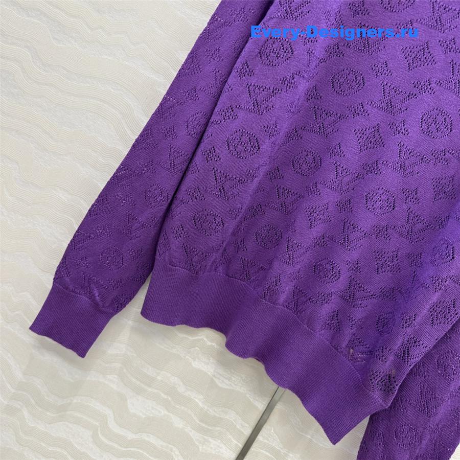 l0vis Vvtt0n monogram purple knitted crew neck sweater