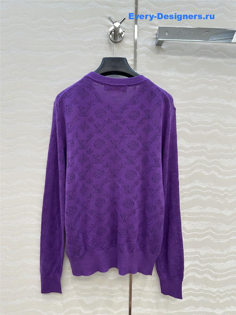 l0vis Vvtt0n monogram purple knitted crew neck sweater