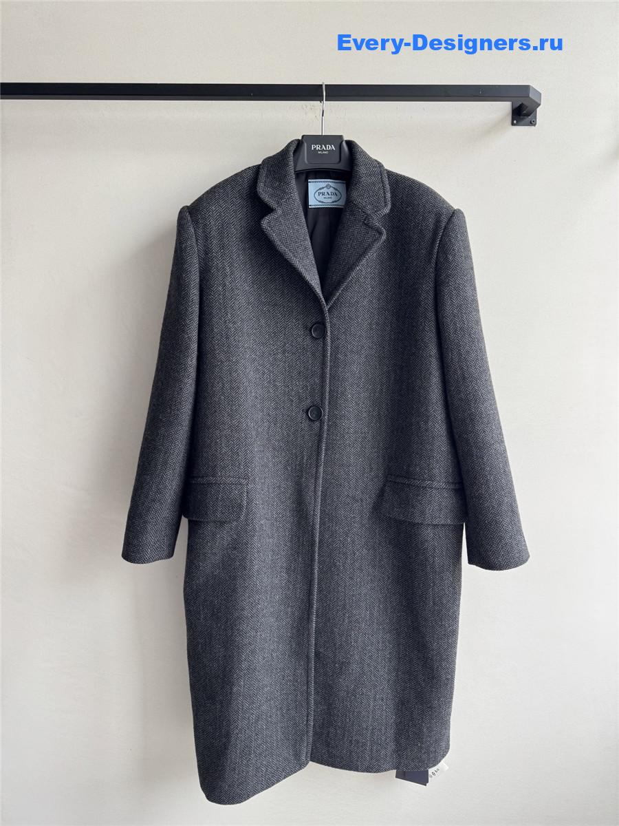 Pra*a single-breasted chevron wool jacket