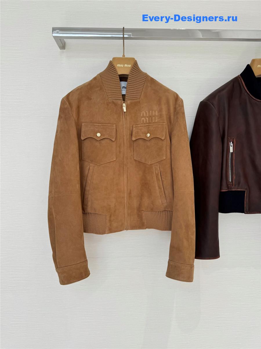 Miu Miu Brown Suede Nappa Leather Jacket