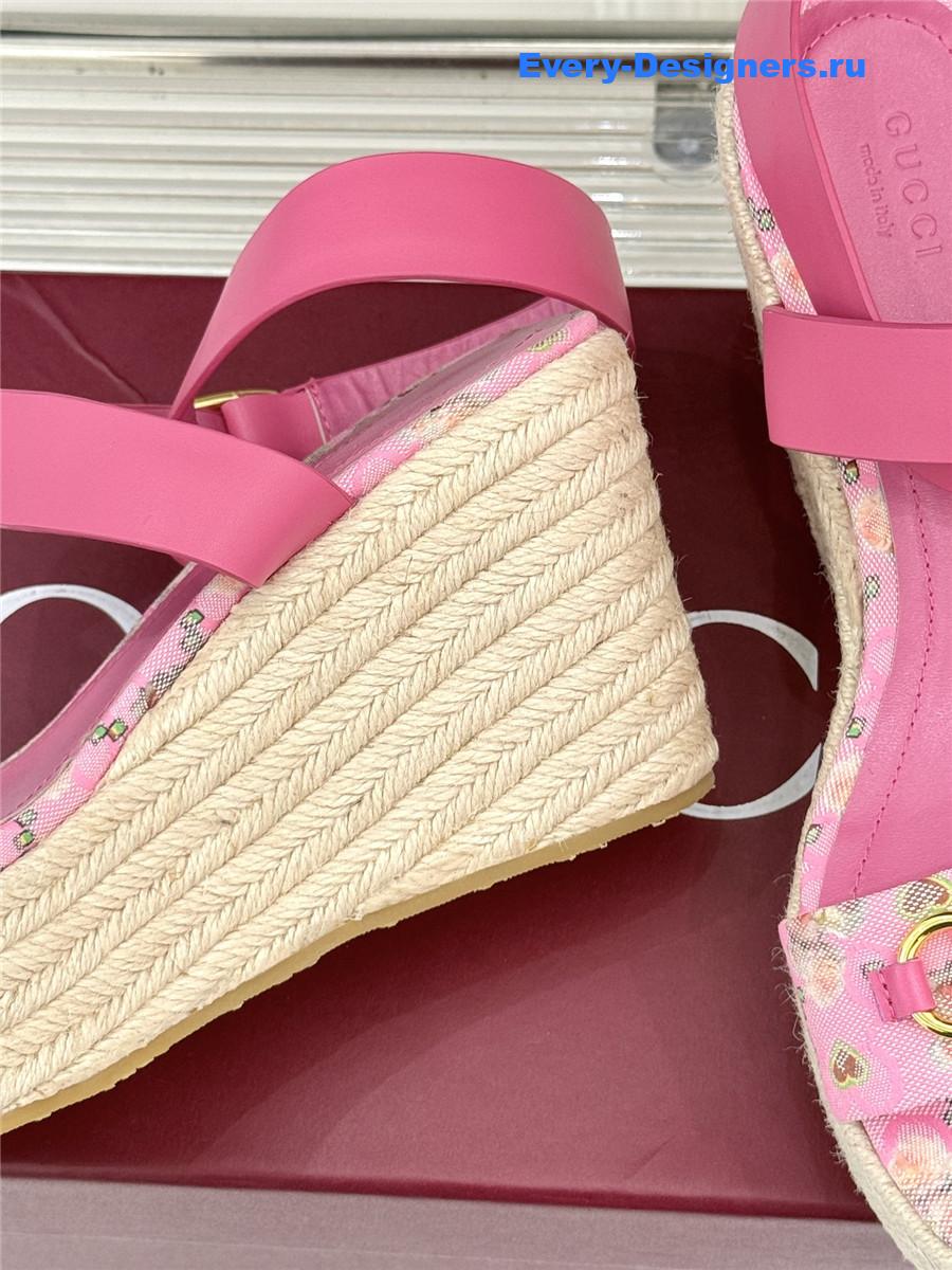 Gvc*1 pink horsebit gg platform espadrille sandals