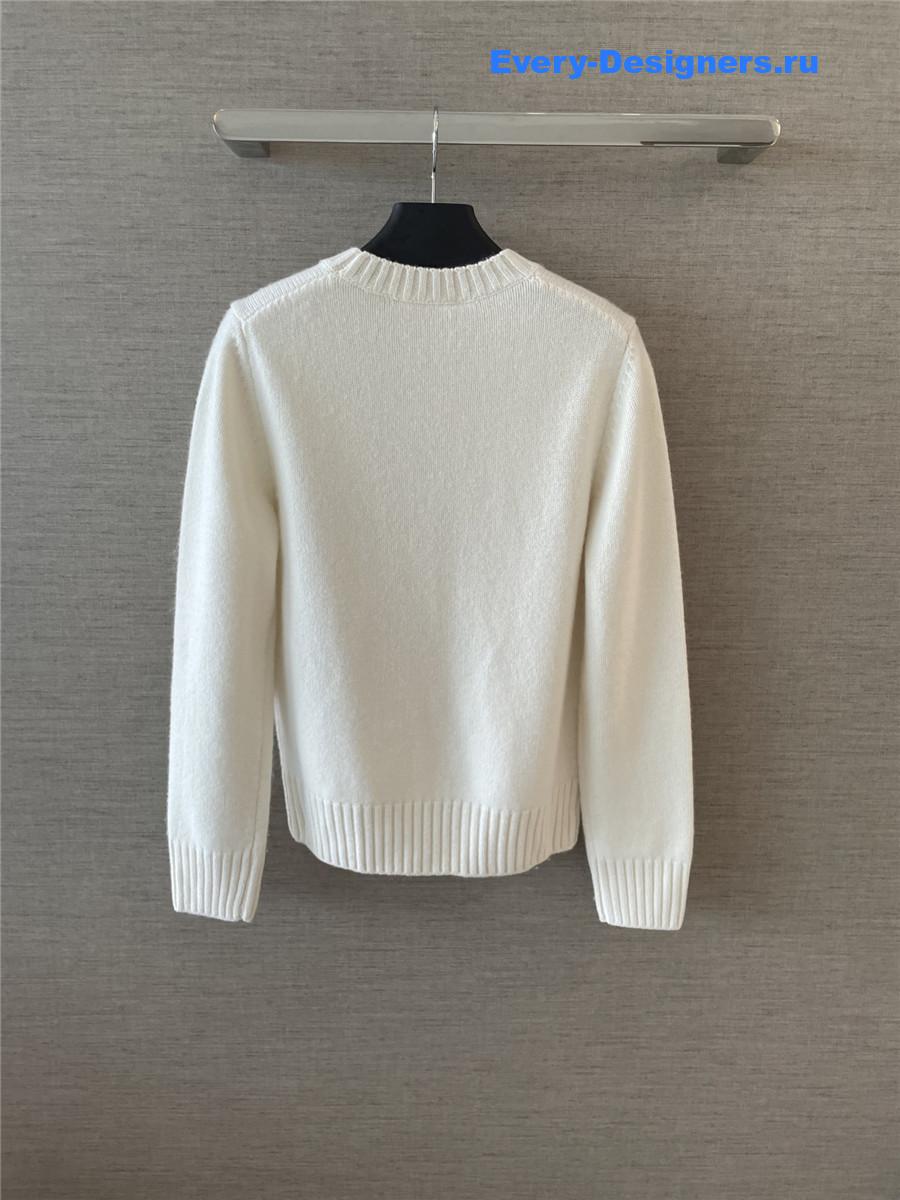 Pra*a white wool and cashmere crew-neck sweater