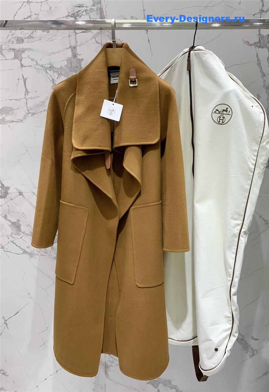 H**me5 stand collar cashmere brown coat