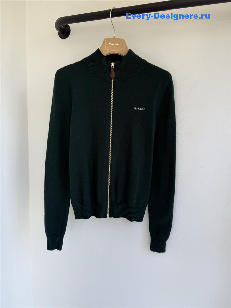 Miu Miu green turtleneck knitted long-sleeved sweater