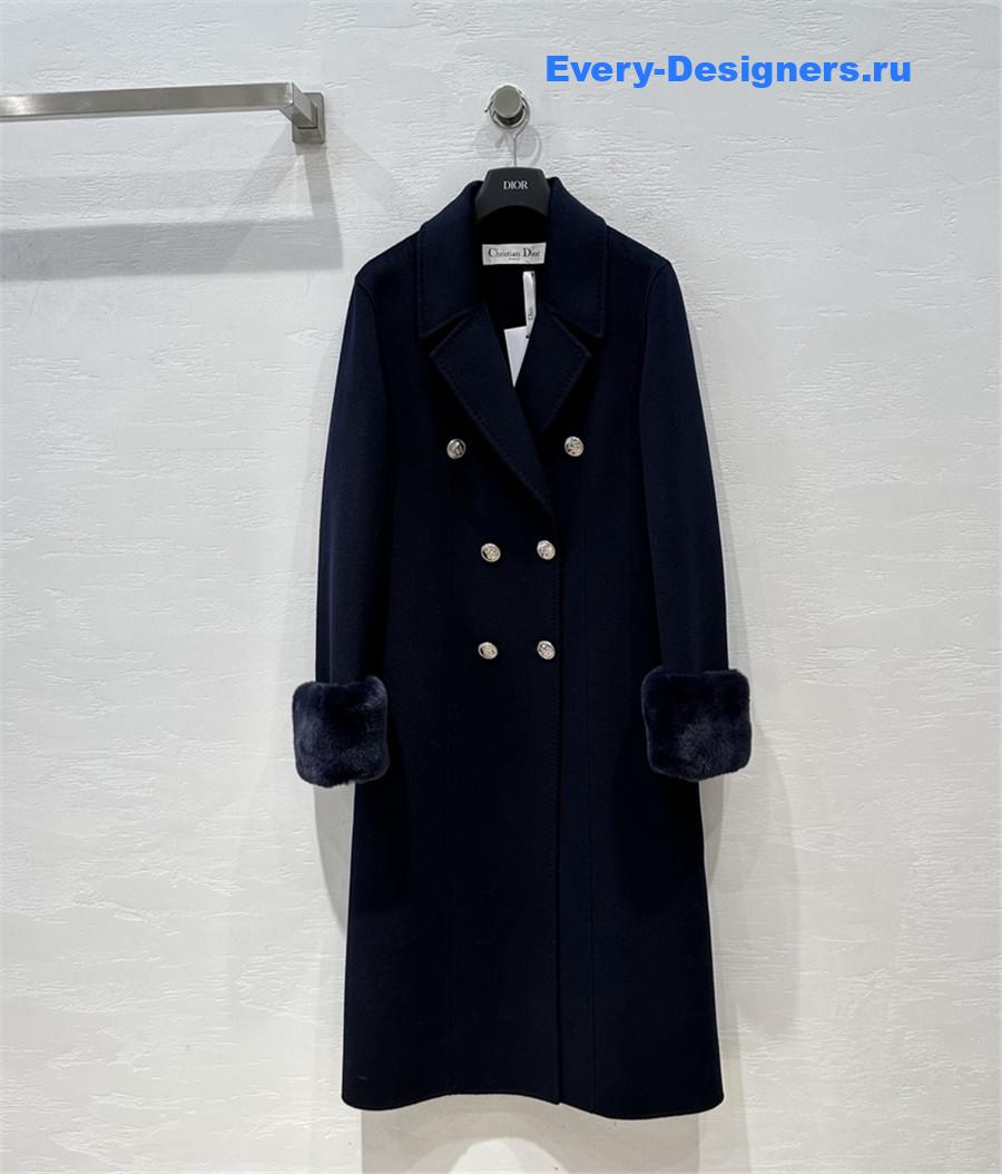 D10r dark blue double-breasted cashmere coat