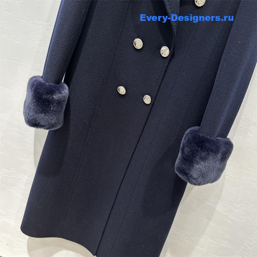 D10r dark blue double-breasted cashmere coat