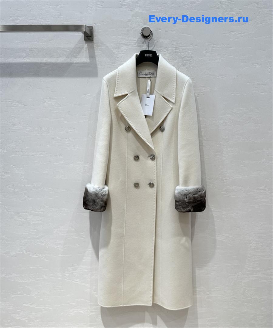 D10r white double-breasted cashmere coat