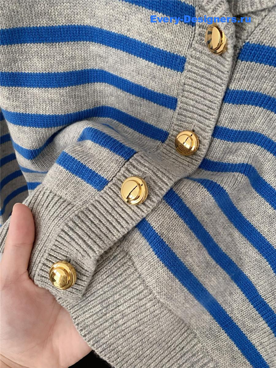 Miu Miu Blue And Gray Striped Cardigan