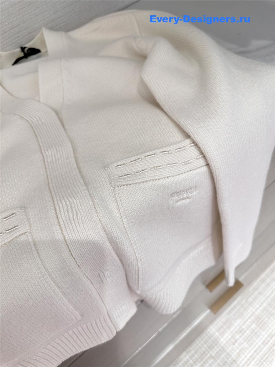 F**di v-neck white cashmere cardigan