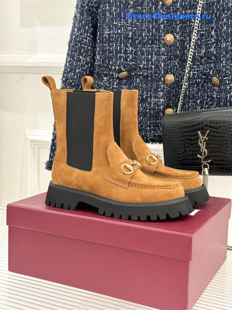Gvc*1 brown horsebit suede ankle boots