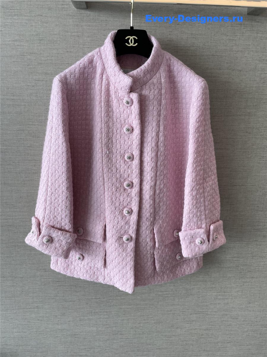 Ch**el stand collar pink coat