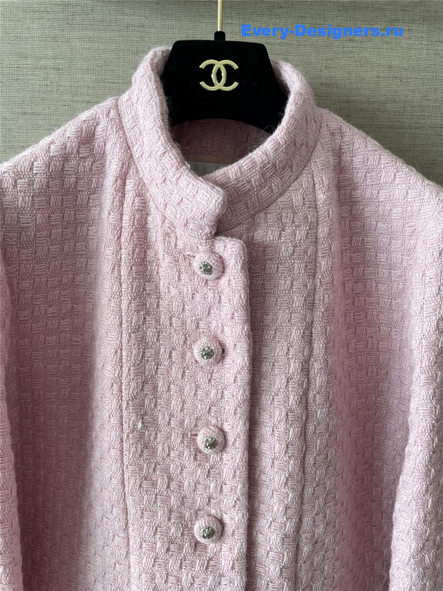 Ch**el stand collar pink coat