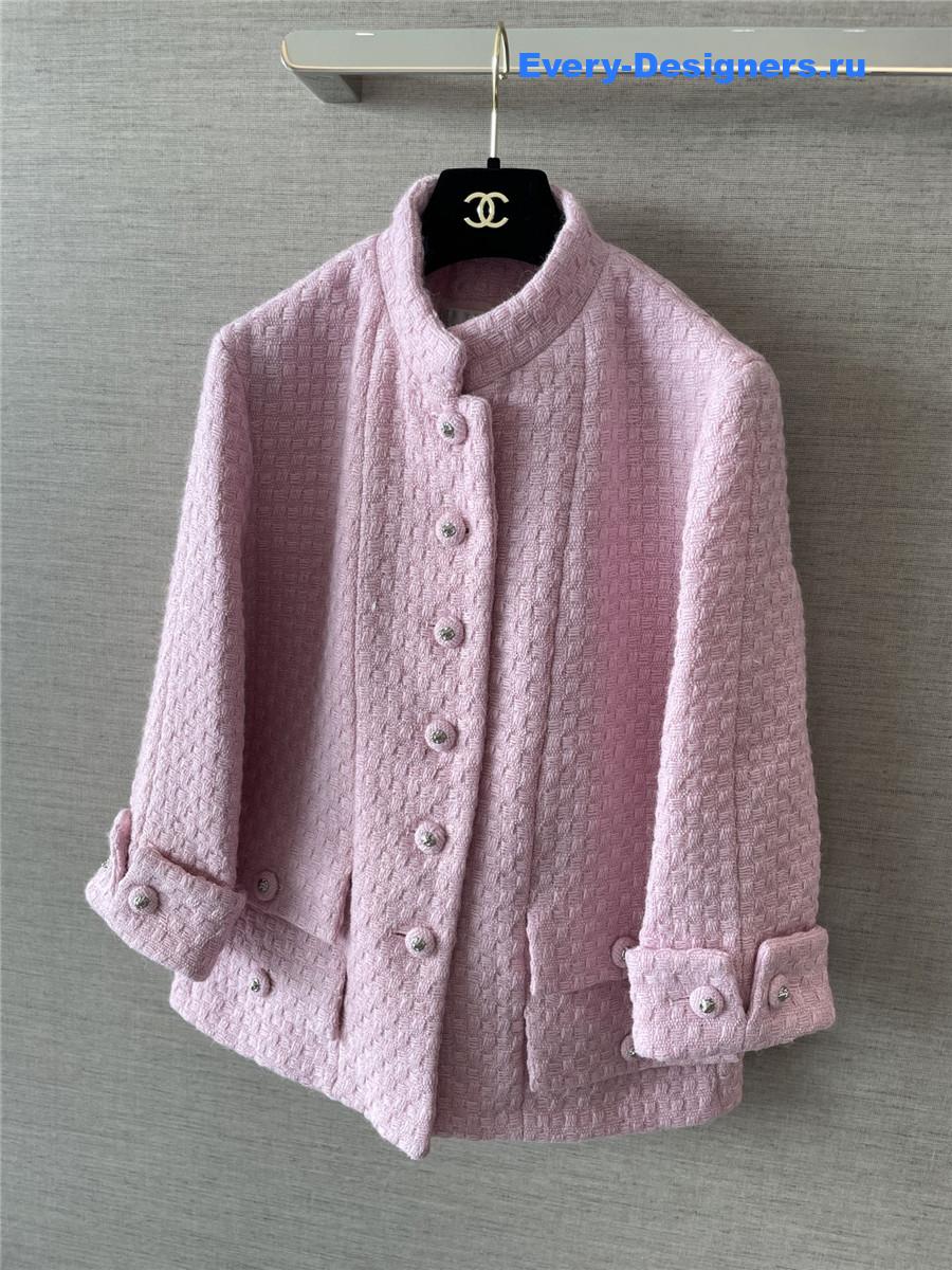 Ch**el stand collar pink coat