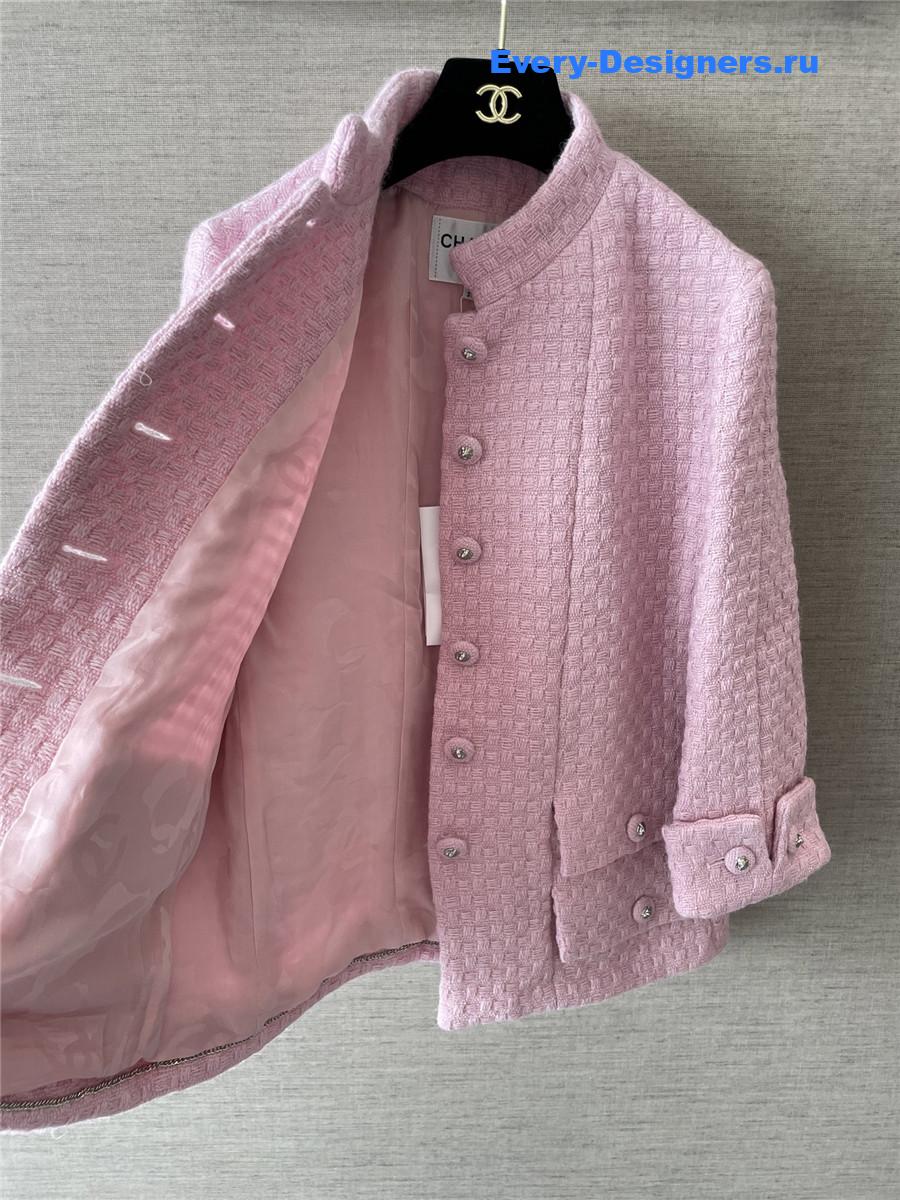 Ch**el stand collar pink coat