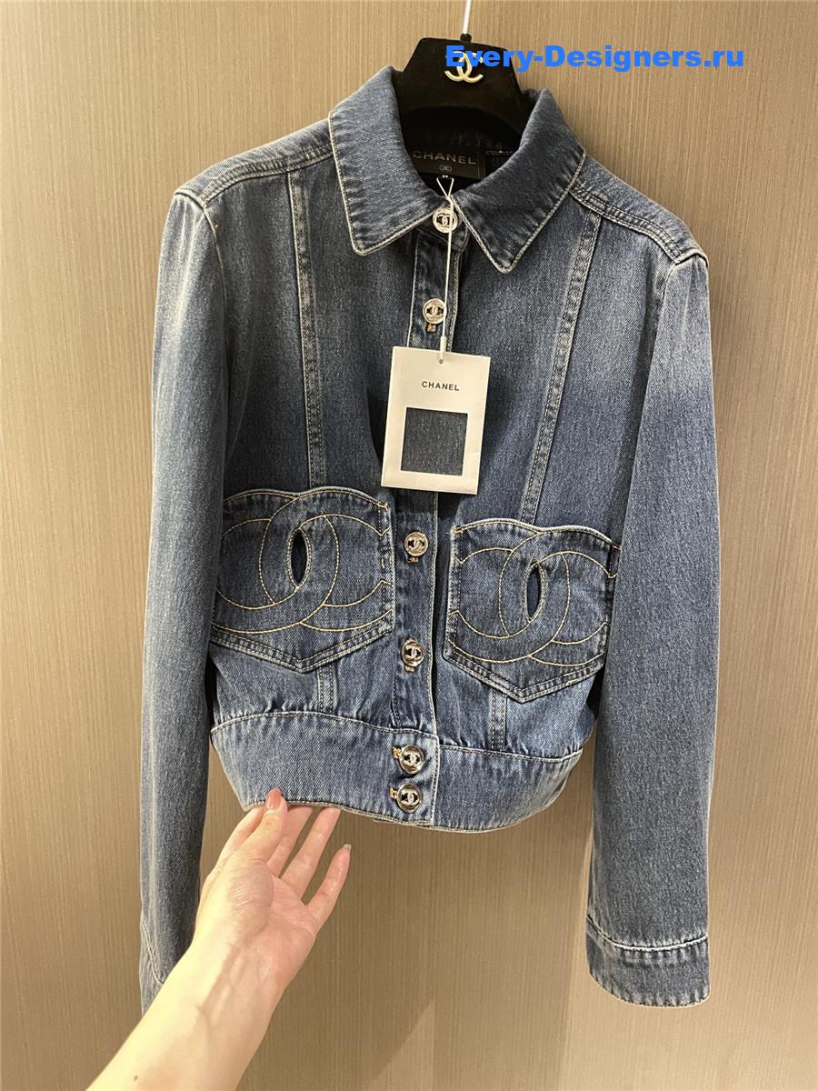 Ch**el cc interlocking blue denim jacket