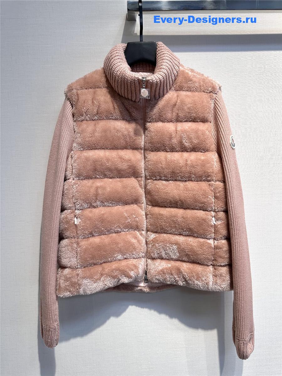 Moncler Pink Faux Fur Cardigan