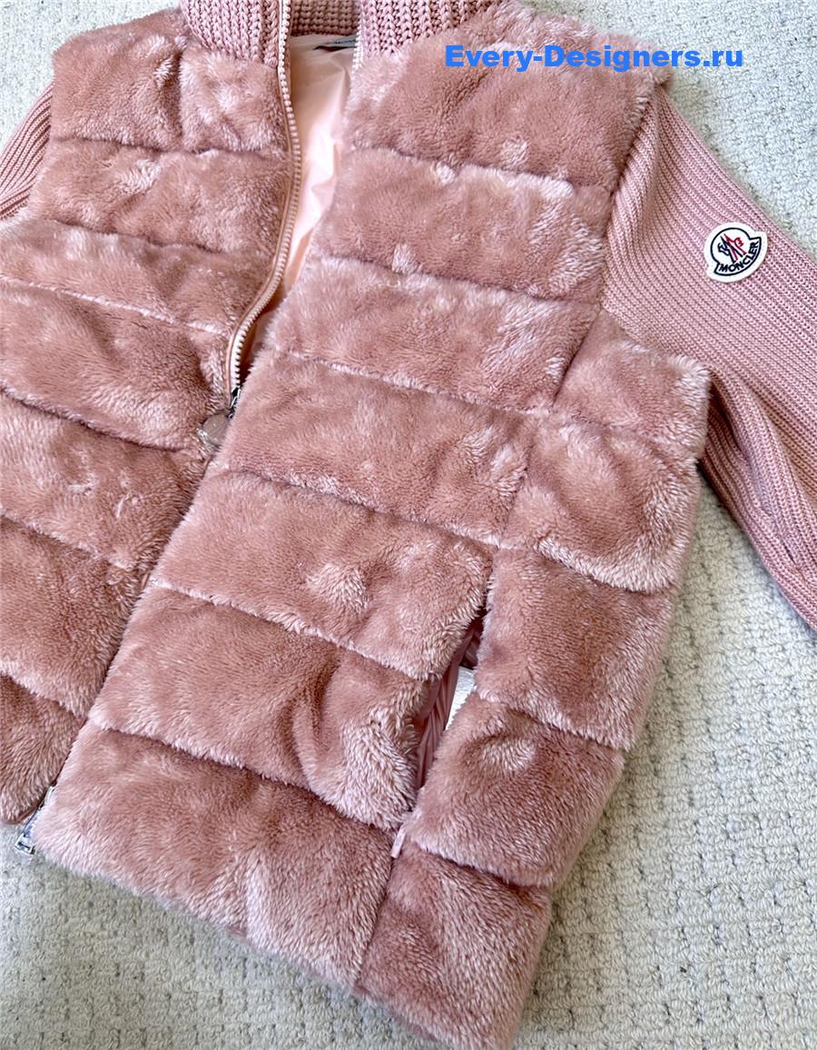 Moncler Pink Faux Fur Cardigan