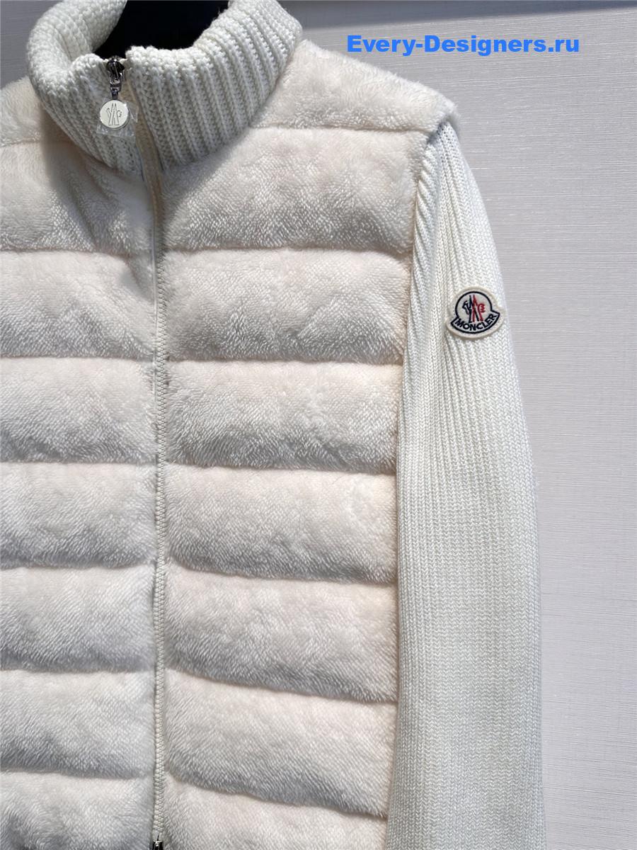 Moncler White Faux Fur Cardigan