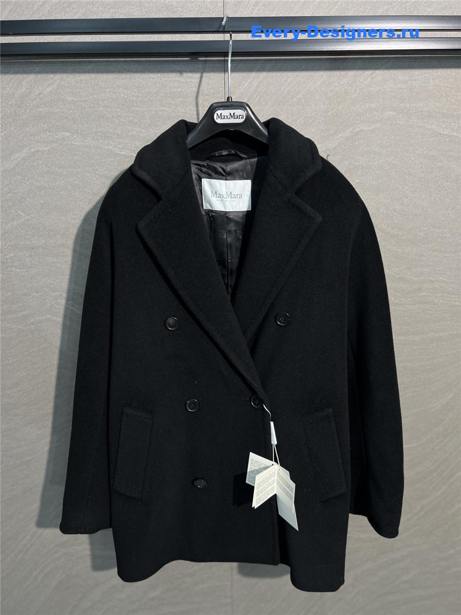 Max Mara Black Cashmere Rebus Coat