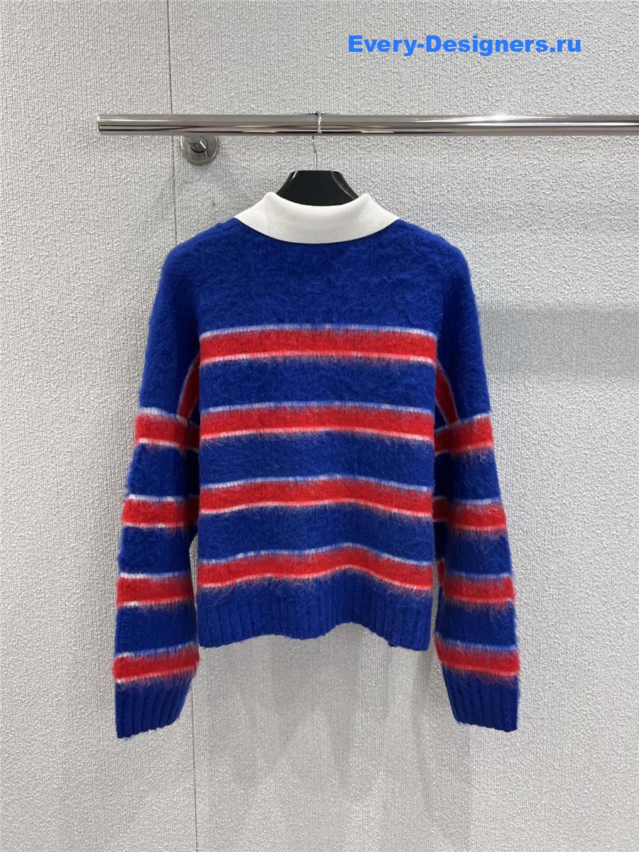 Ce1i*e striped cotton blend crew-neck sweater