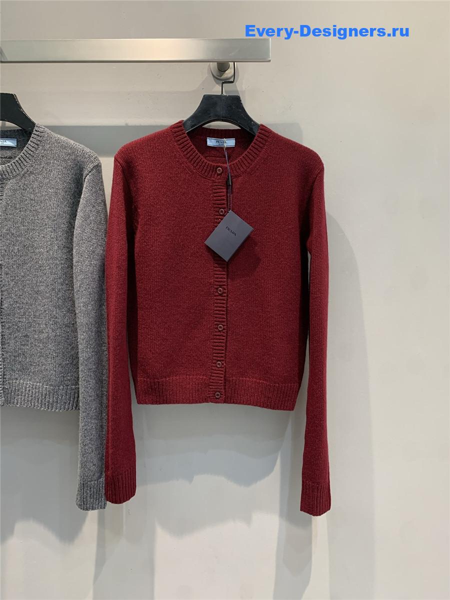 Pra*a burgundy cashmere plain cardigan