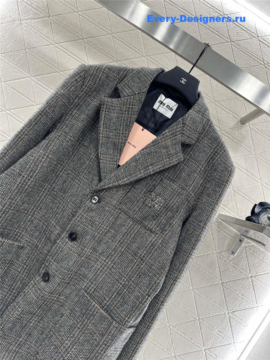 Miu Miu Grey Check Pocket Blazer