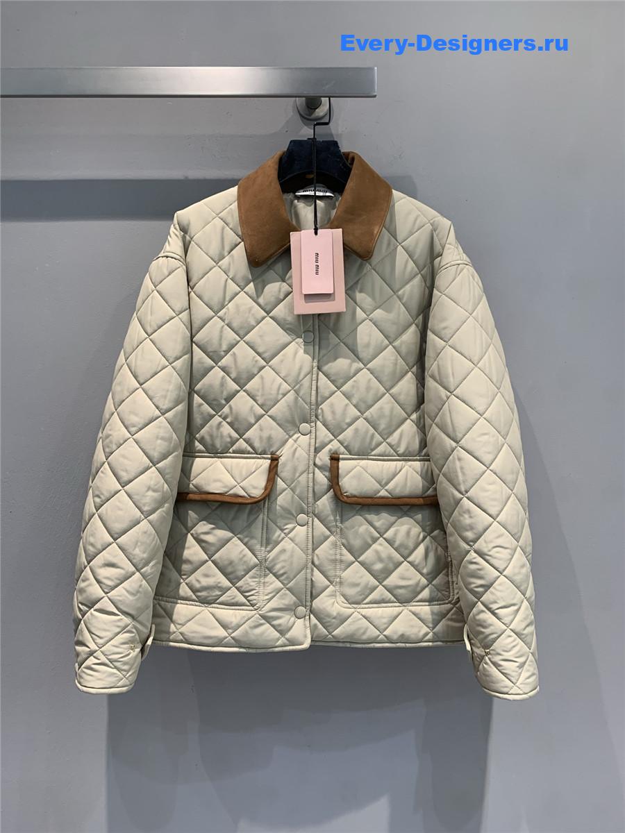 Miu Miu Suede-Trim Quilted Barn Jacket