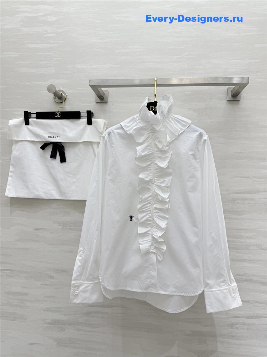 D10r white removable ruched collar blouse