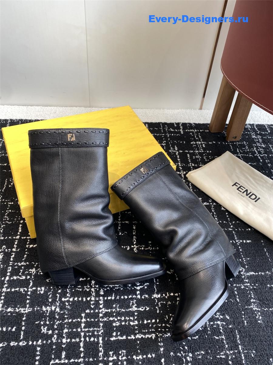F**di black foldover leather boots
