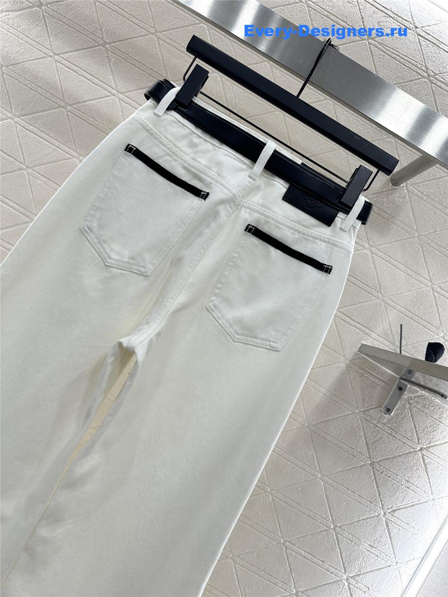 Ch**el white high-rise denim wide-leg jeans