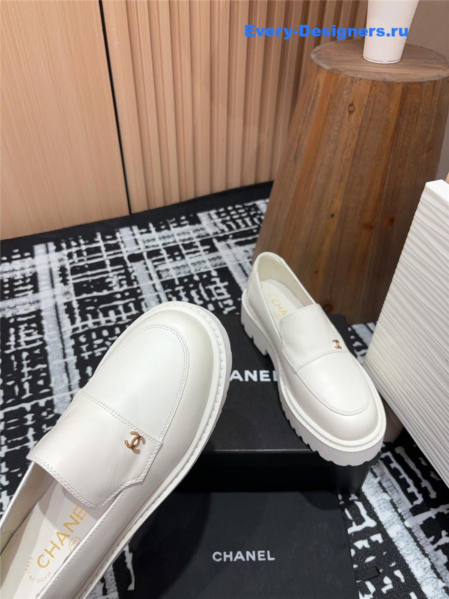 Ch**el white lace-up platform loafers