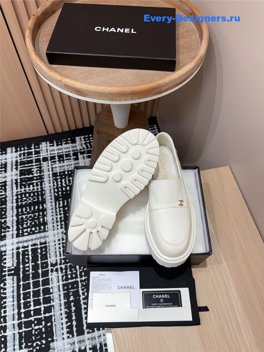 Ch**el white lace-up platform loafers