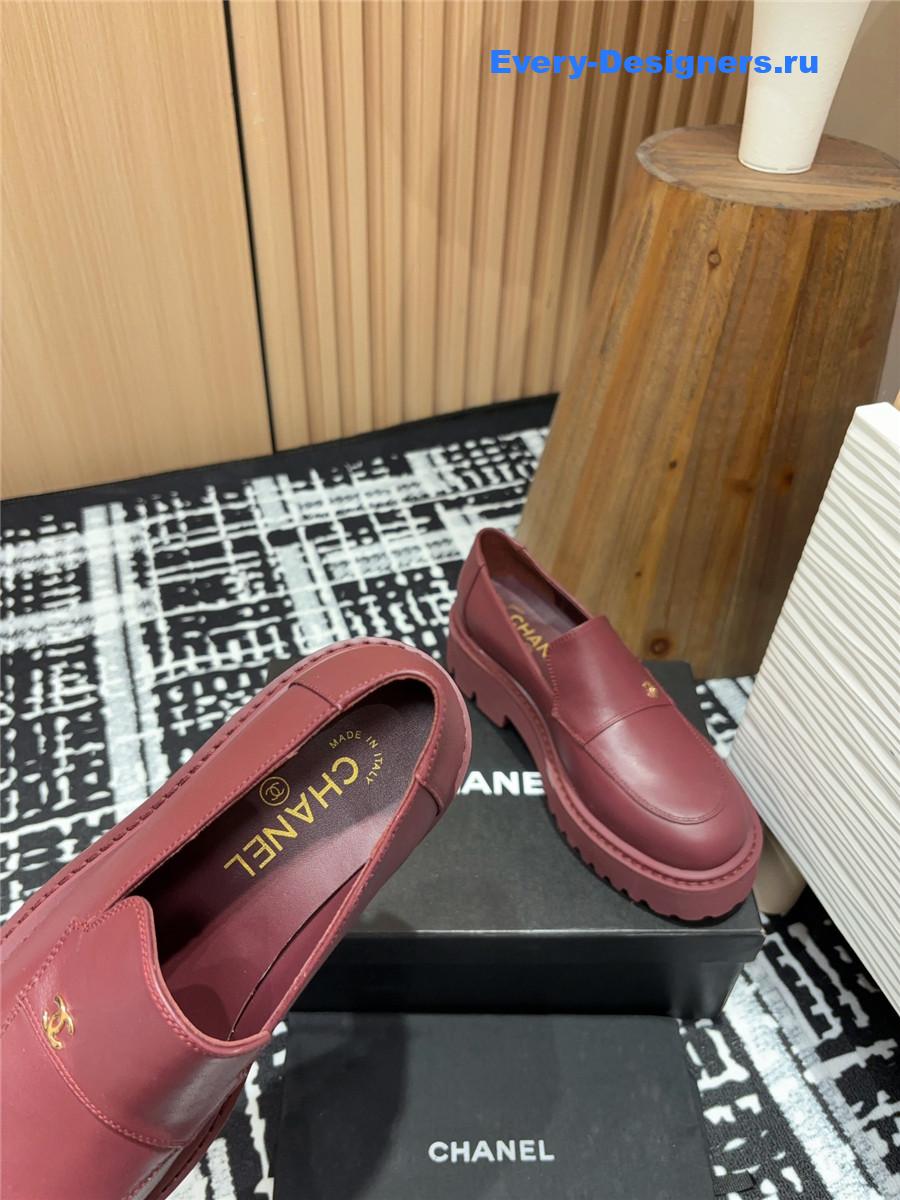 Ch**el burgundy lace-up platform loafers