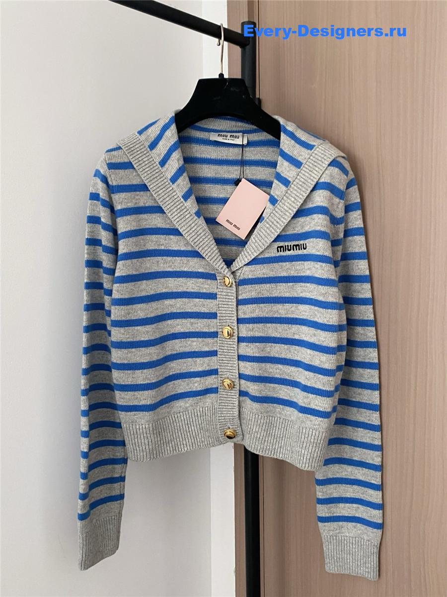 Miu Miu Women Blue White Striped Shirt
