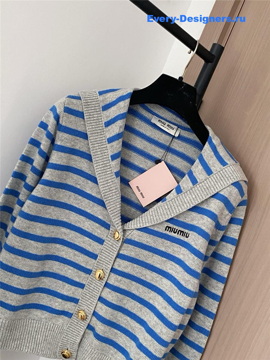 Miu Miu Women Blue White Striped Shirt