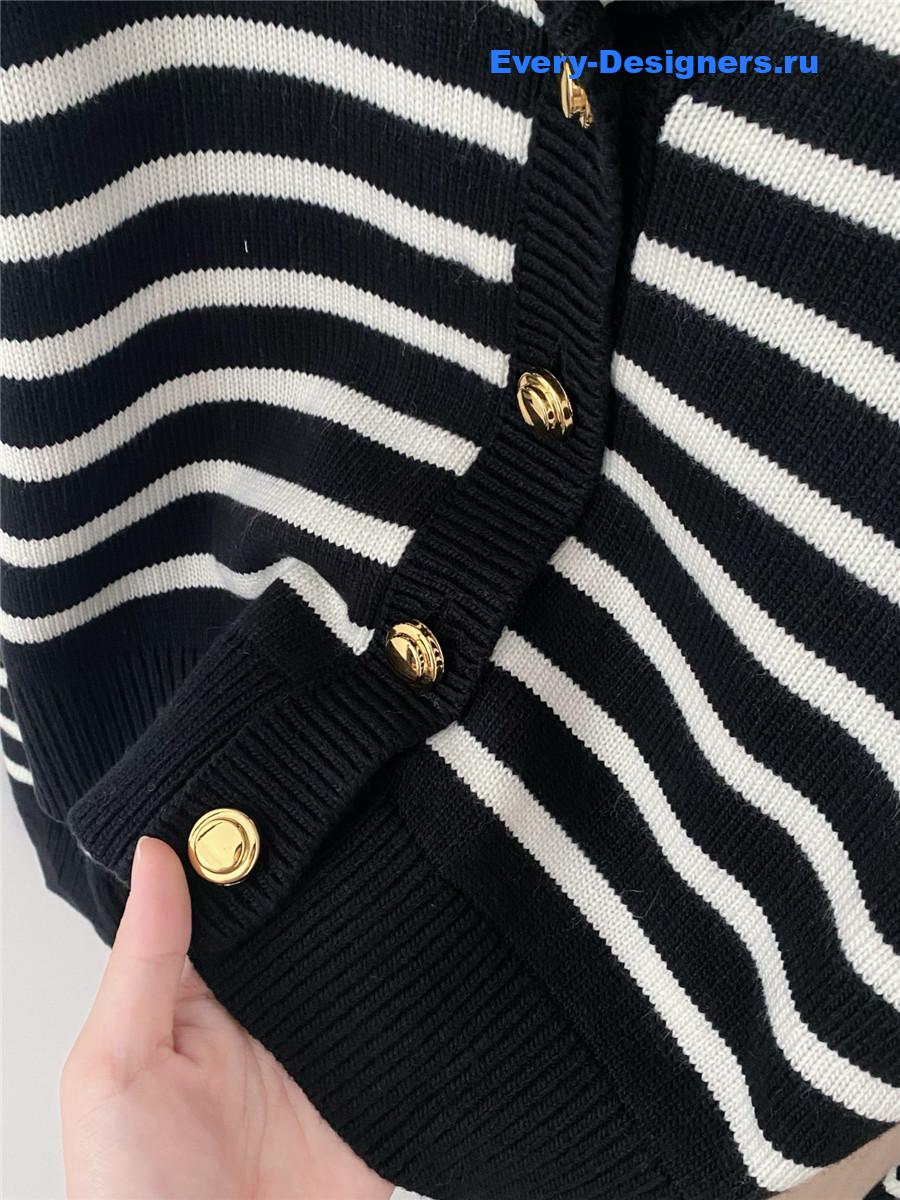 Miu Miu Women Black White Striped Shirt